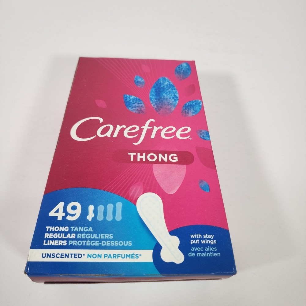 Carefree Thong Pantyliners With Wings Regular Unscented 49 Count